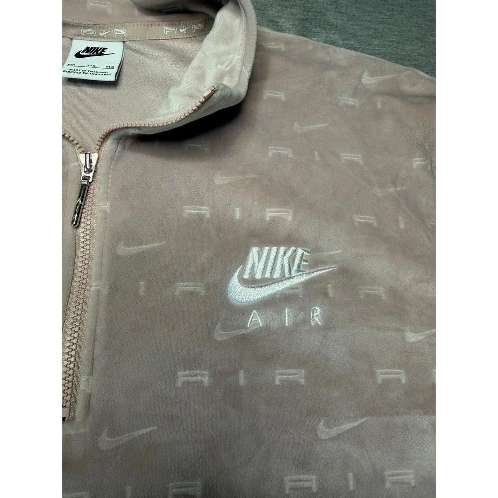 Nike Air Velour 2 Piece Set Pink Quarter Zip Crop Top XXL & Shorts XL DD5443-601
